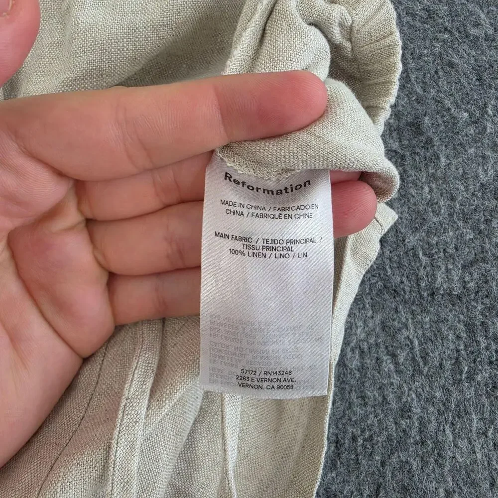 Reformation Shorts Small Zoey Linen Drawstring in Oatmeal Cream Relaxed Comfy